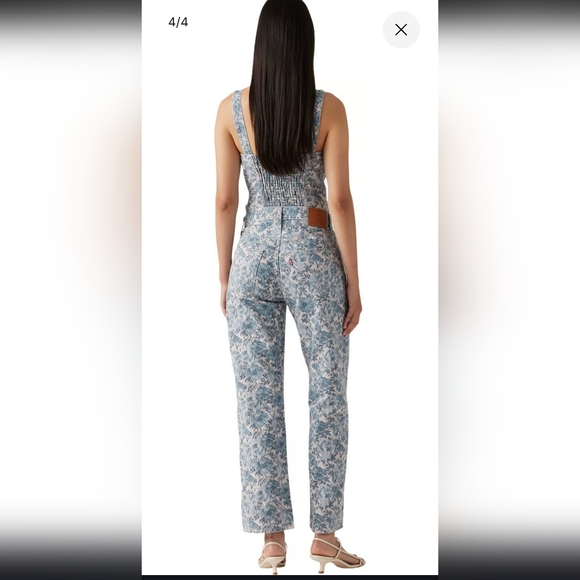 Levi's PREMIUM 501 Blue Floral Straight Leg Jeans Ankle Jeans 26 - Picture 2 of 9